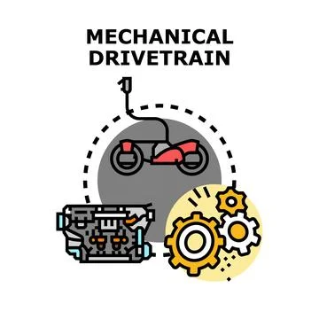 Mechanical drivetrain concept with engine and gears Stock Illustration