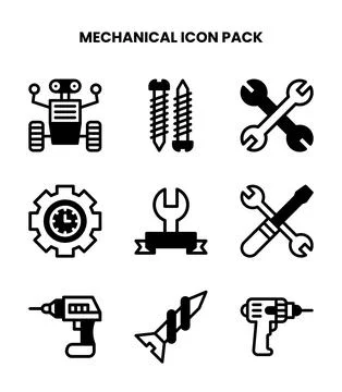 Mechanical DuoTone Graphics Icons Pack 스톡 일러스트