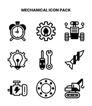 Mechanical DuoTone Scalable Icons Pack Stock Illustration
