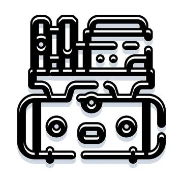 Mechanical engine block illustration representing industrial technology Illustrazione stock