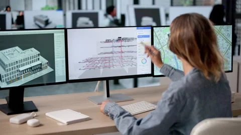 Mechanical Engineer Analyzes HVAC System Design Stock Footage 336793348