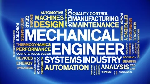 Mechanical Engineer animated word cloud,animation tag kinetic typography loop. Stock Footage 314018200