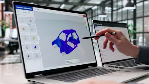 Mechanical Engineer Carefully Analyzes 3D Stress Simulation Results Stock Footage 331517299