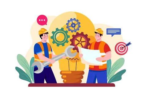 Mechanical engineer Illustration concept on white background Stock Illustration