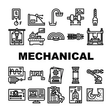 Mechanical engineer industry icons set vector Illustration