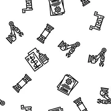 Mechanical engineer industry vector seamless pattern Stock Illustration