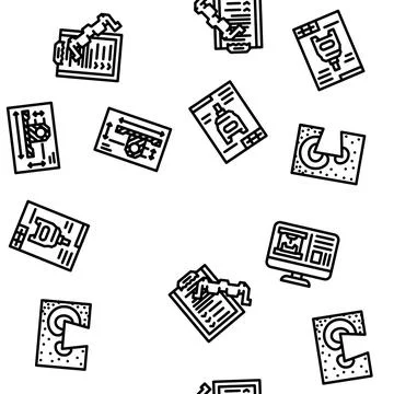 Mechanical engineer industry vector seamless pattern Illustrazione stock