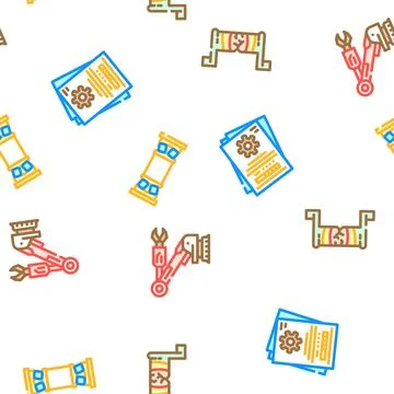 Mechanical engineer industry vector seamless pattern 스톡 일러스트