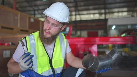 A mechanical engineer measuring product dimensions Video stock 254547686