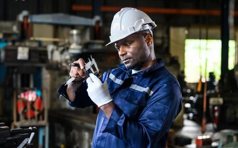 Mechanical engineer with safety hat checking and inspecting machine Stock Photos