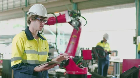 Mechanical engineer, technician worker wearing uniform Video stock 212093027