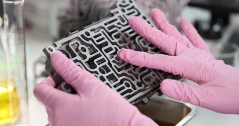 Mechanical engineer testing automatic transmission valve body with engine oil in Stock Footage 170733868