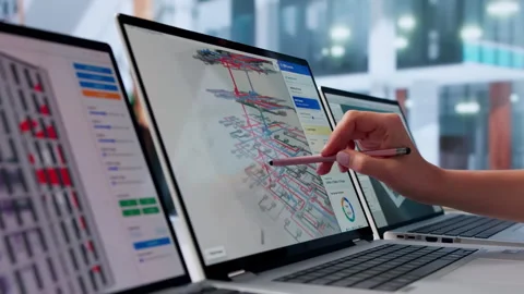 Mechanical Engineer Uses 3D Software Stock Footage 333843270