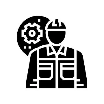 Mechanical engineer worker glyph icon vector illustration 스톡 일러스트
