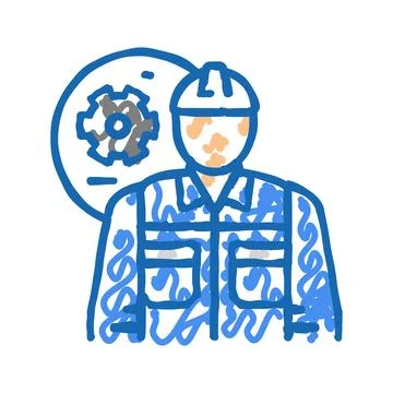 Mechanical engineer worker icon doodle illustration イラスト素材