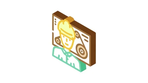 Mechanical engineer worker isometric icon animation Stock Footage 327294163