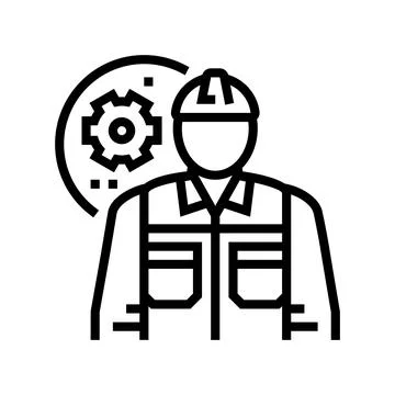 Mechanical engineer worker line icon vector illustration Stock Illustration