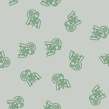 Mechanical engineer worker line seamless pattern 스톡 일러스트
