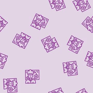 Mechanical engineer worker line vector seamless pattern 스톡 일러스트