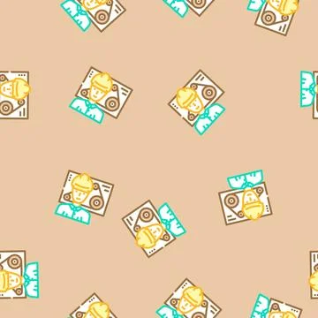 Mechanical engineer worker vector seamless pattern Stock Illustration