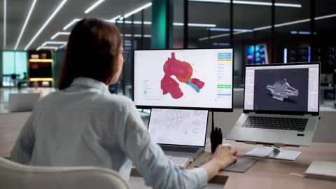 Mechanical Engineer Working On Turbine Design In 3D Cad Software Stock Footage 334532769