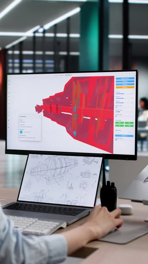 Mechanical Engineer Working On Turbine Design In 3D Cad Software Stock Footage 334536023