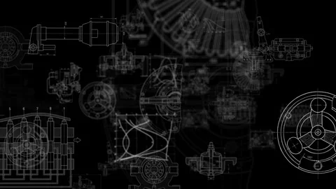 Mechanical engineering blueprint animation background loop 動画素材 339302919