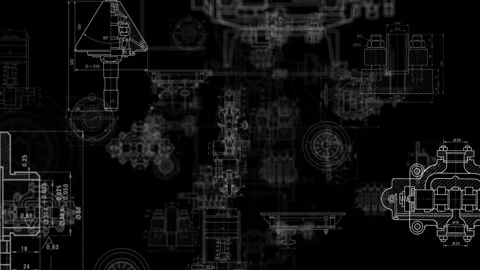 Mechanical engineering blueprint animation background loop Stock Footage 339302926