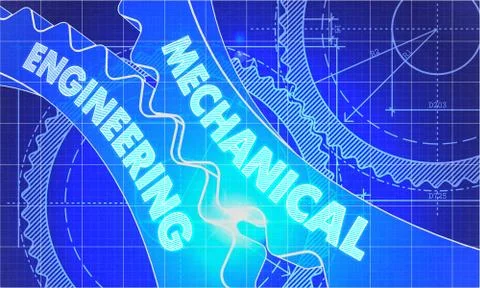 Mechanical Engineering on Blueprint of Cogs Stock Illustration