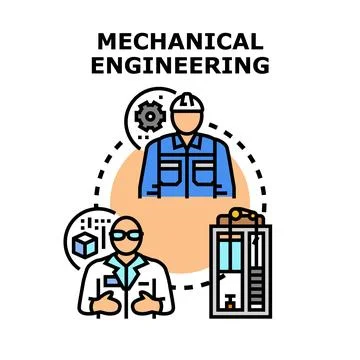 Mechanical engineering combining design, production, and industry processes Stock Illustration