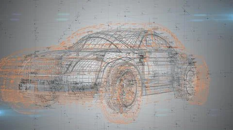 Mechanical engineering design modern self driving autonomous car industry  Illustrazione stock