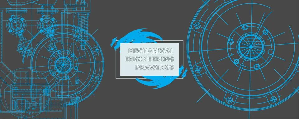 Mechanical engineering drawing. Abstract drawing Stock Illustration