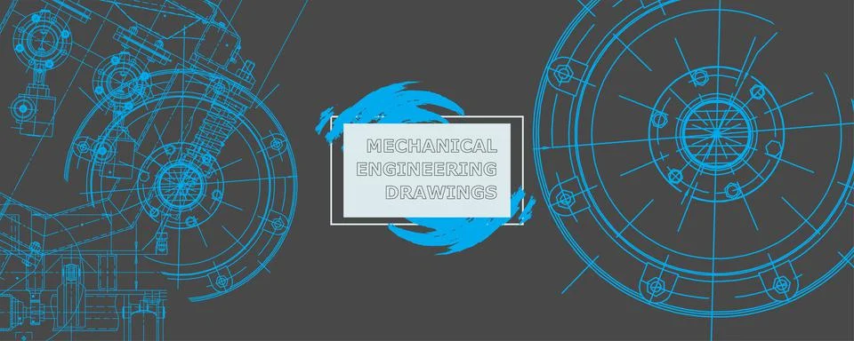 Mechanical engineering drawing. Abstract drawing Stock Illustration