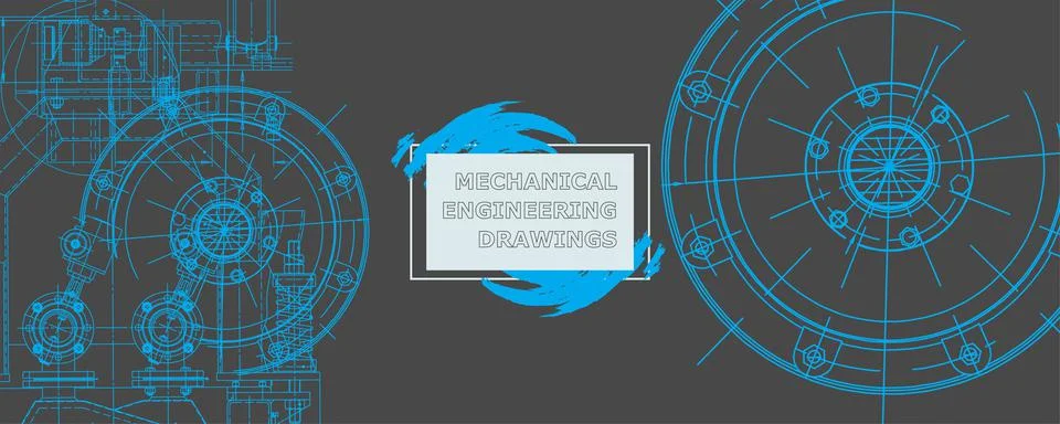Mechanical engineering drawing. Abstract drawing Stock Illustration