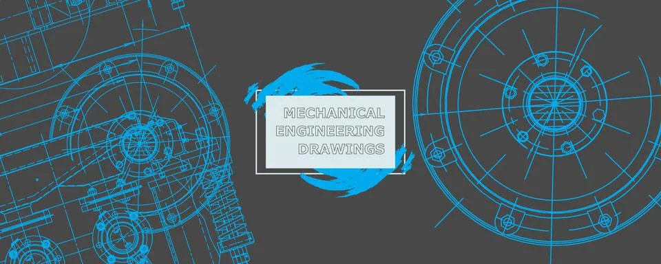 Mechanical engineering drawing. Abstract drawing Stock Illustration