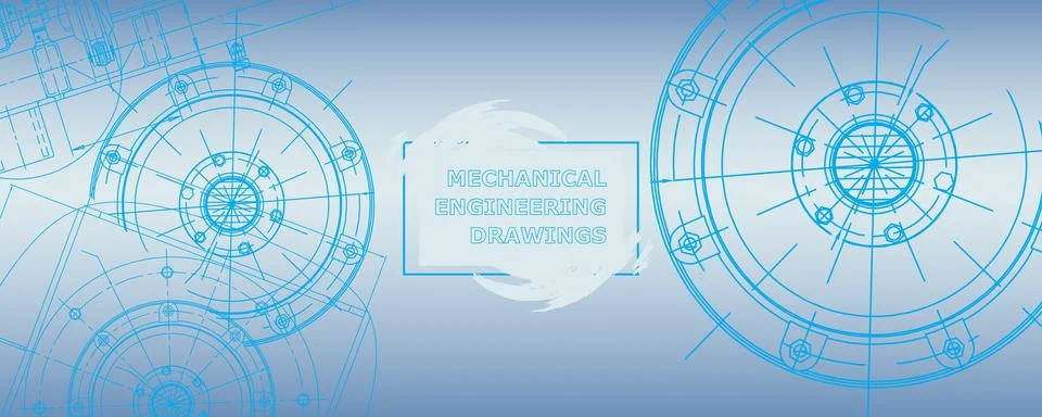 Mechanical engineering drawing. Abstract drawing Stock Illustration