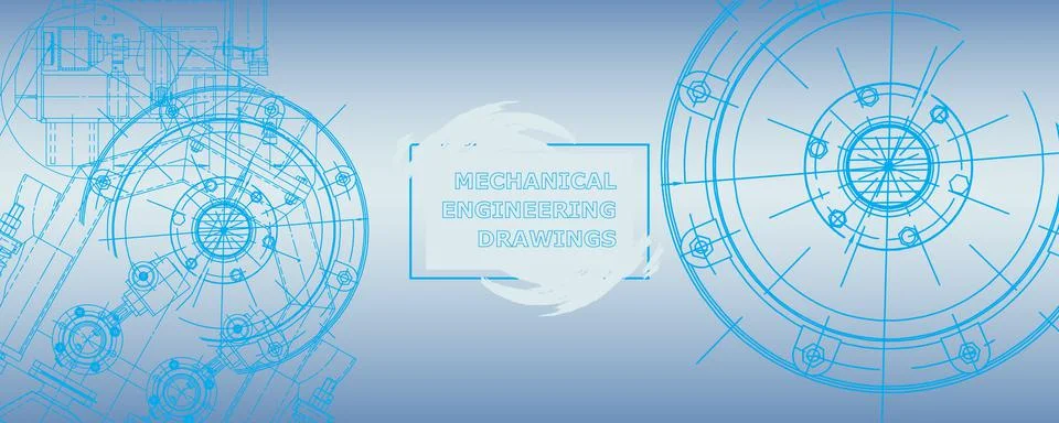 Mechanical engineering drawing. Abstract drawing Stock Illustration