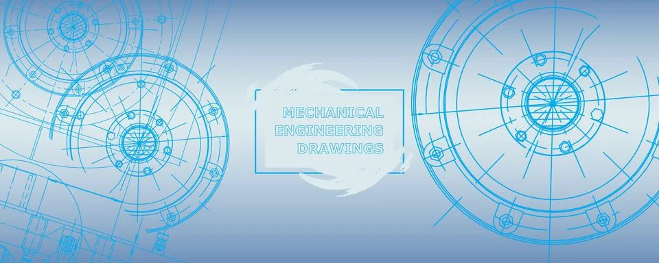 Mechanical engineering drawing. Abstract drawing Stock Illustration