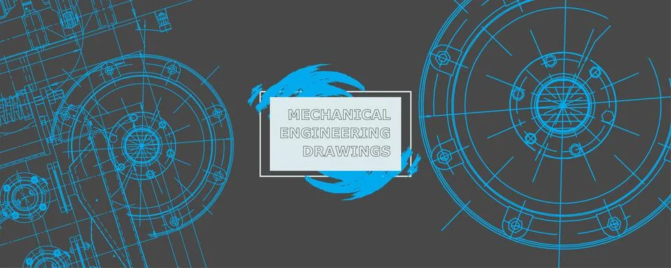 Mechanical engineering drawing. Abstract drawing Stock Illustration