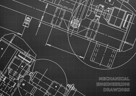Mechanical Engineering drawing. Blueprints. Mechanics Stock Illustration