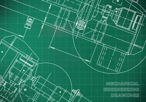 Mechanical Engineering drawing. Blueprints. Mechanics Illustrazione stock