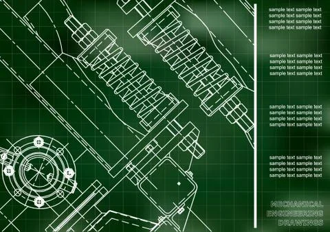 Mechanical Engineering drawing. Blueprints. Mechanics Illustrazione stock