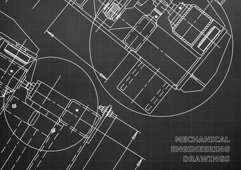 Mechanical Engineering drawing. Blueprints. Mechanics. Cover Illustrazione stock