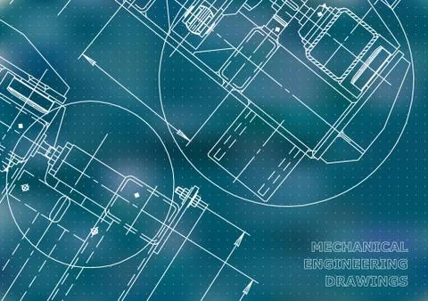 Mechanical Engineering drawing. Blueprints. Mechanics. Cover Stock Illustration