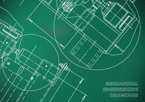 Mechanical Engineering drawing. Blueprints. Mechanics. Cover Stock Illustration