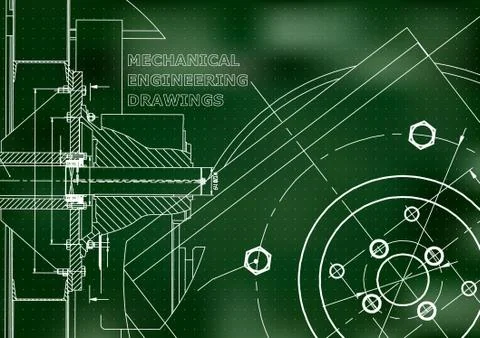 Mechanical Engineering drawing. Blueprints. Mechanics. Cover Illustrazione stock