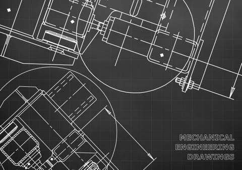 Mechanical Engineering drawing. Blueprints. Mechanics Stock Illustration