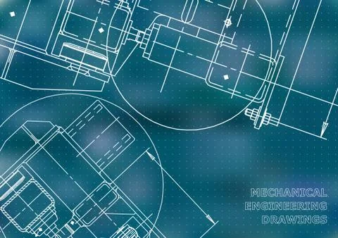 Mechanical Engineering drawing. Blueprints. Mechanics Stock Illustration