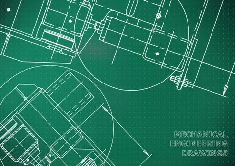 Mechanical Engineering drawing. Blueprints. Mechanics Stock Illustration
