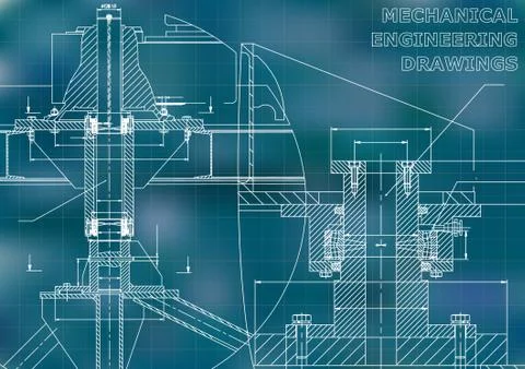 Mechanical Engineering drawing. Blueprints. Mechanics Stock Illustration